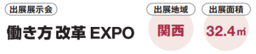 出展展示会：働き方改革 EXPO　出展地域：関西　出展面積：32.4㎡