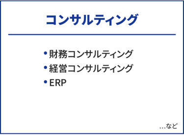 コンサルティング　・財務コンサルティング・経営コンサルティング・ERP