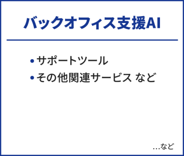 バックオフィス支援AI　・サポートツール　・その他関連サービス　…など