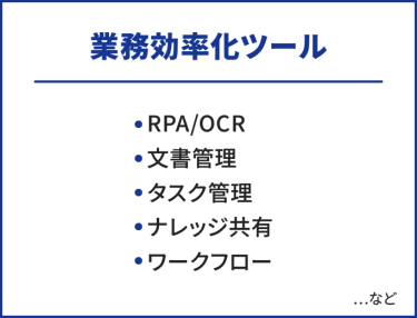 業務効率化ツール　・RPA/OCR・文書管理・タスク管理・ナレッジ共有・ワークフロー　…など