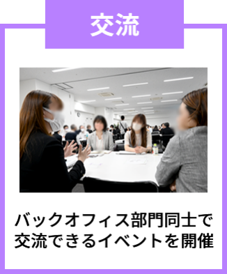 交流：バックオフィス部門同士交流できるイベントを開催