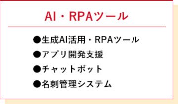 AI・RPAツール　・生成AI活用・RPAツール・チャットボット・名刺管理システム