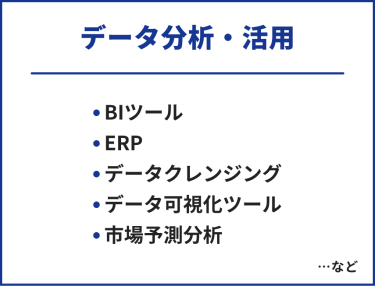データ分析・活用　・BIツール・ERP・データクレンジング・データ可視化ツール・市場予測分析　…など