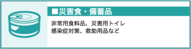 非常食・備蓄品（非常用食料品、災害用トイレ、感染対策、救助用品など）