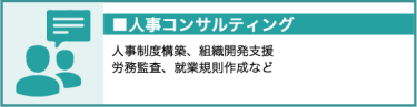 人事コンサルティング（人事制度構築、組織開発支援、労務監査、就業規則作成など）